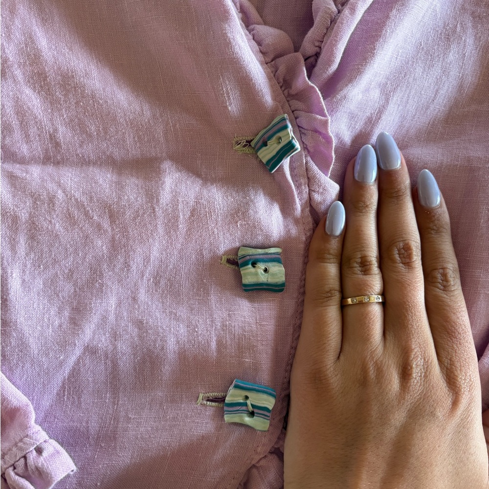 Light Pink Ruffle-Trim Button Jacket - Picture 3 of 3